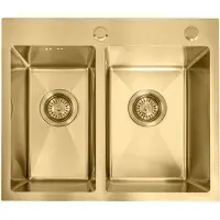 REA - Stalen Spoelbak Toby Brush Gold zonder keukenkraan - 56 x 48 x 21 cm