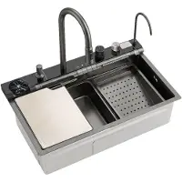 REA - Multifunctionele 10-in-1 Stalen Spoelbak Alonzo Zwart - 75 x 46 x 19,5 cm
