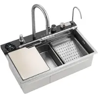 REA - Multifunctionele 10-in-1 Stalen Spoelbak Alonzo Brush Nickel - 75 x 46 x 19,5 cm