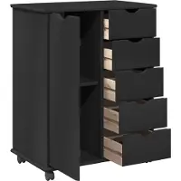 vidaXL Rollende kast Zwart 63,5 x 39 x 79 cm Massief vurenhout