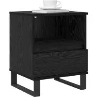 vidaXL Bedkast Zwart Eiken 40 x 35 x 50 cm Bewerkt hout