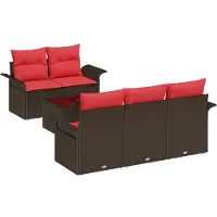 vidaXL Tuinbank Set 6 st Bruin poly rattan