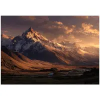WALLARENA - Behang 350x250 cm - Fotobehang - Vliesbehang - Bergen motif - Voor de slaapkamer van de salon - Op Flizelinie