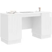 vidaXL Bureau met plank Hoogglans Wit 142,5 x 50 x 75 cm Bewerkt hout