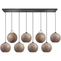 Expo Trading ETH Orb balk hanglamp 6x E27 Taupe glas 2x20+25cm+30cm glas / zwart 130x30cm (BESTAAT UIT 2 DOZEN)