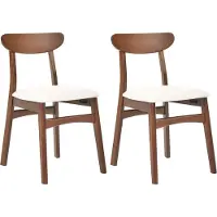 Beliani DOYLE - Set van 2 eetkamerstoelen - Bruin/Lichtbeige - Rubberhout
