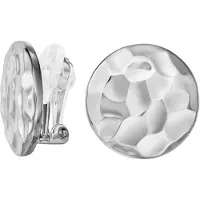 Traveller Clip Oorbellen - Oorclips Dames - Zilverkleurig - Gehamerde Structuur - Rond - Geplatineerd - 20mm - 157880