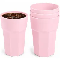 PlasticForte onbreekbaar drinkglas - 8x - kunststof - roze - 520 ml - drinkglazen - lichtgewicht - 9 x 13 cm - stapelbaar
