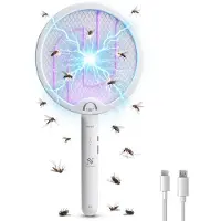 Nuvance Elektrische Vliegenmepper - 180° Draaigreep - Muggenlamp - Usb Oplaadbaar - Vliegenvanger - Muggenvanger - Uv - Wit