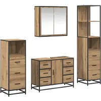vidaXL Badkamermeubel Set 4 st Artisan Eiken 80 x 33 x 60 cm