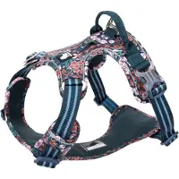 TrueLove honden tuig - Honden harnas - Tuigje - Harnas – Reflecterend - Hond - Wandelen - Blauw bont - M
