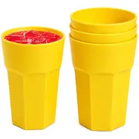 PlasticForte onbreekbaar drinkglas - 12x - kunststof - geel - 520 ml - drinkglazen - lichtgewicht - 9 x 13 cm - stapelbaar