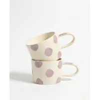 Vtwonen - Mokken - Lila - Stippen - Set van 2 - Keramiek - 350ml