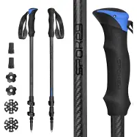 Spokey ATOM Nordic Walking Stokken - Zwart / Blauw - Verstelbaar 105-135 cm - Opvouwbaar 62 cm - 460 g - Carbon / Aluminium - EVA Handvat - Fast Fit
