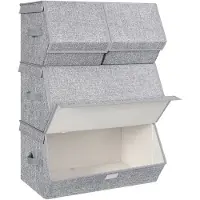 Songmics - Opbergbox - Opbergdoos - Met Deksel - 4-delige Set - Stapelbaar - Magnetische Sluiting
