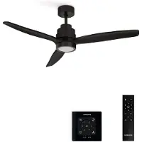 Create - Plafondventilator 40W silent 100% hout - Zwart - Ø112cm - Met licht - Controller voor wandmontage + afstandsbediening - WIND STYLANCE