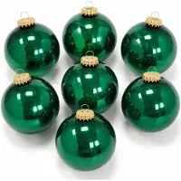 Bellatio 8x Emerald groene glazen kerstballen glans 7 cm kerstboomversiering -