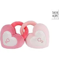 Merkloos 2 Pluche Harten Met Sleutelgat 16cm Roze roze Pluche Knuffel
