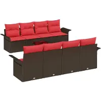 vidaXL Tuinbank Set 9 st Bruin poly rattan