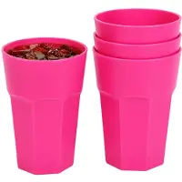 PlasticForte onbreekbaar drinkglas - 4x - kunststof - roze - 520 ml - drinkglazen - lichtgewicht - 9 x 13 cm - stapelbaar