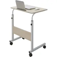 FLOKOO Verstelbare Laptoptafel op Wielen – In Hoogte Verstelbaar (71-98 cm) – 80 cm Breed – Compact Bureau – Verrijdbaar Laptoptafeltje voor Thuis & Kantoor – Wit