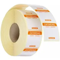 Hendi Herbruikbare voedselveiligheid dagstickers zaterdag oranje 25x25 mm met notitieruimte kleurgecodeerd 1000 per rol