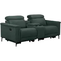 Notio Living Lund-Dubbele relaxfauteuil met handmatige functie in stof donkergroen