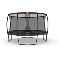 Berg Elite Regular 430 Levels Trampoline Op Poten - Rond - Safety Net Deluxe - AirFlow Pro Springdoek - TwinSpring - Grijs