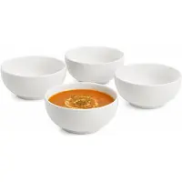 Vessia Soepkommen Ivory - wit - 8x stuks - 16 x 7 cm - keramiek - kommetjes / schaaltjes - 600 ml - stapelbaar
