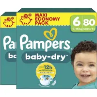 Pampers Baby-Dry luiers maat 6 - 160 stuks (2 x 80 luiers) - Voordeelverpakking - Unieke extra laag - Absorberende kern