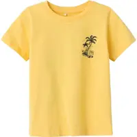 Name it MINI T-shirt NMMFOLE met backprint geel Jongens Stretchkatoen Ronde hals - 98