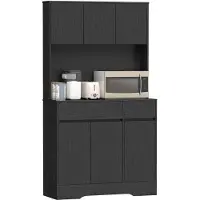 HOMCOM Keukenkast-Spaanplaat, MDF-100L x 38B x 180H cm-Zwart