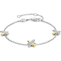 Ti sento Dames Armband - 925 zilver - Zirkonia met geel verguld - 23048ZY