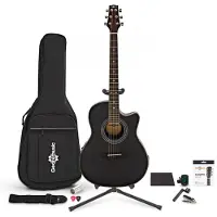 Gear4Music Roundback Acoustic Guitar Complete Player Pack by Black