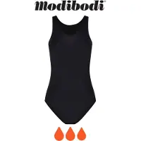 Modibodi Menstruatie Zwemkleding Tiener Super Absorberend Racerback Badpak Zwart Y08-10