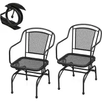 KOMFOTTEU Set van 2 Tuinstoelen, Outdoor Stoel, 15° Hellingshoek, Schommelstoelen met verstelbare poten, voor Terras, Balkon, Zwart