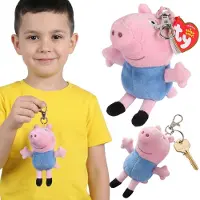 Sarcia.eu TY Peppa Pig George Knuffel, sleutelhanger, BEANIE BABIES, hanger voor op de rugzak 12 cm