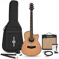 Gear4Music Roundback Elektro-akoestische Gitaar + 15 W Versterkerpakket Naturel
