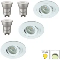 Lybardo - Inbouwspots extra klein 3-pack - Kantelbaar + LED Spot 3.5W - Dimbaar - Warmwit Licht