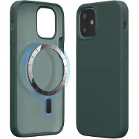Kwmobile telefoonhoesje geschikt voor Apple iPhone 12 mini - Hoesje met magneet compatibel met MagSafe - Smartphone case in mosgroen