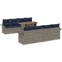 vidaXL Tuinbank Set 7 st grijs en marineblauw
