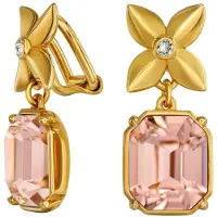 Traveller Clip Oorbellen - Oorclips Dames - Hangers - 22 Karaat Verguld - Kristallen - Rond 3mm - Vintage Rose - Achthoek 14x12mm - Bloem - 27x12mm - 157891