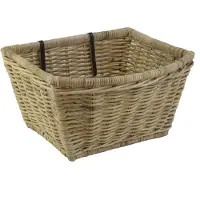Design Handgemaakt Orgineel stivige Fietsmand Silfra 47x42x29 Naturel Rotan met leren riempjes