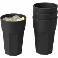 PlasticForte onbreekbaar drinkglas - 6x - kunststof - zwart - 520 ml - drinkglazen - lichtgewicht - 9 x 13 cm - stapelbaar
