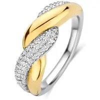 Ti sento Dames Ring - 925 zilver - Zirkonia met geel verguld - Maat 17.25 mm / maat 54 - 12370ZY