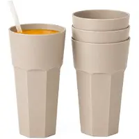 PlasticForte onbreekbaar drinkglas - 24x - kunststof - beige - 600 ml - drinkglazen - lichtgewicht - 9 x 16 cm - stapelbaar