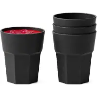 PlasticForte onbreekbaar drinkglas - 10x - kunststof - zwart - 360 ml - drinkglazen - lichtgewicht - 9 x 10 cm - stapelbaar