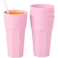 PlasticForte onbreekbaar drinkglas - 10x - kunststof - roze - 600 ml - drinkglazen - lichtgewicht - 9 x 16 cm - stapelbaar