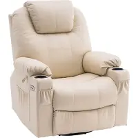 Mara Elektrische Massagestoel - Massagestoel - Kantelbaar - 240 Graden Draaibaar - Verwarmbaar - Relax stoel - Chill stoel - Creme - Tv stoel - Warmtefunctie - Lig en trilfunctie - ‎100 x 84 x 109 cm