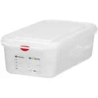 Hendi Gastronormbak GN 1/3 - 325x176x65 mm - polypropyleen - luchtdicht met deksel - transparant - 2,5 liter - voor voedselopslag in horeca